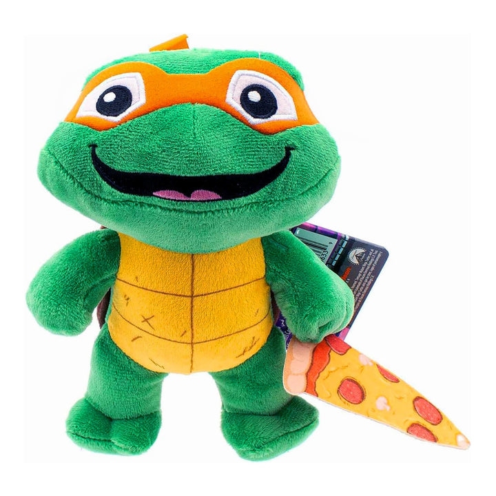 Michelangelo plush figure with slice of pizza