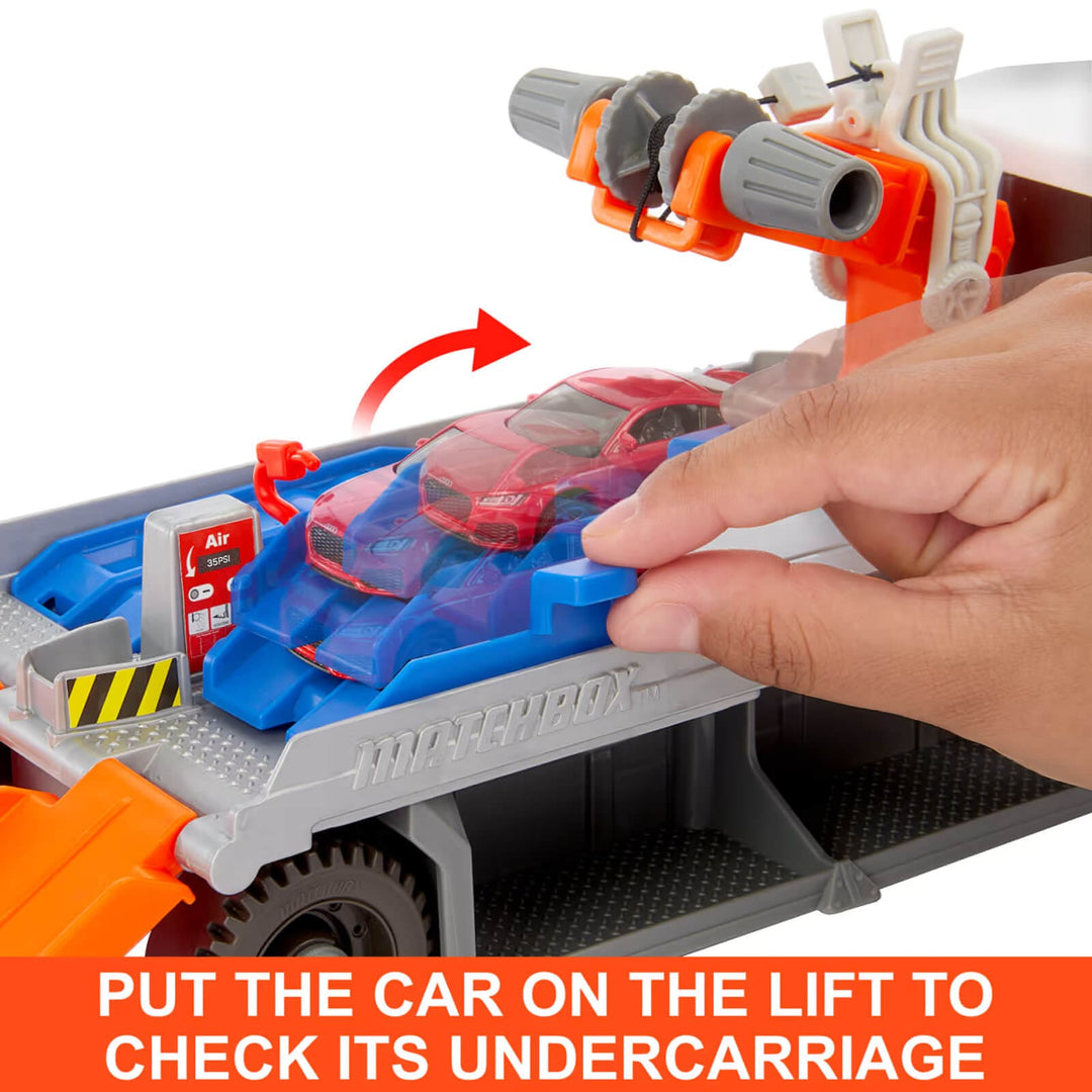 Lift the car ramp to see underneath for repairs