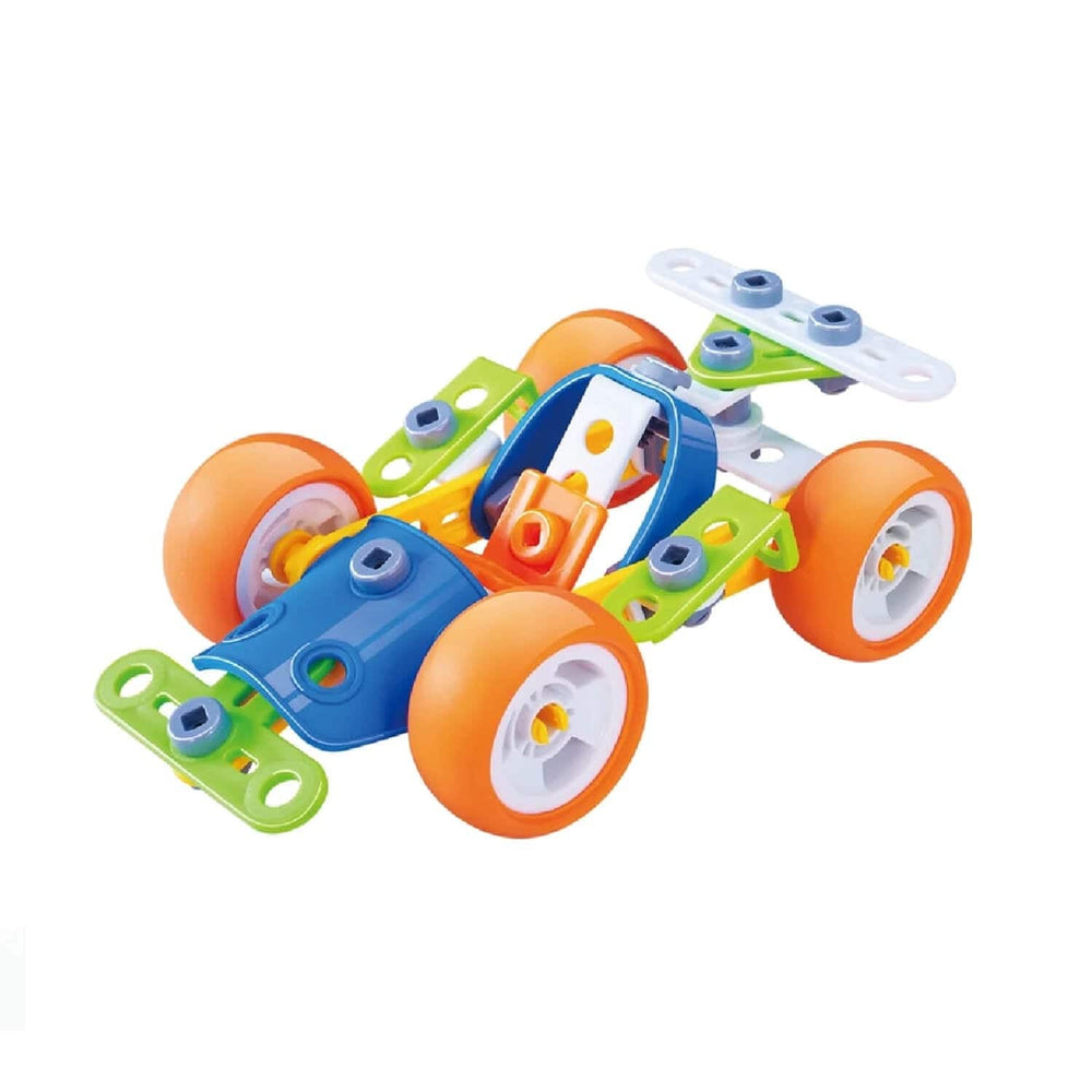 racing car building set with colourful pieces