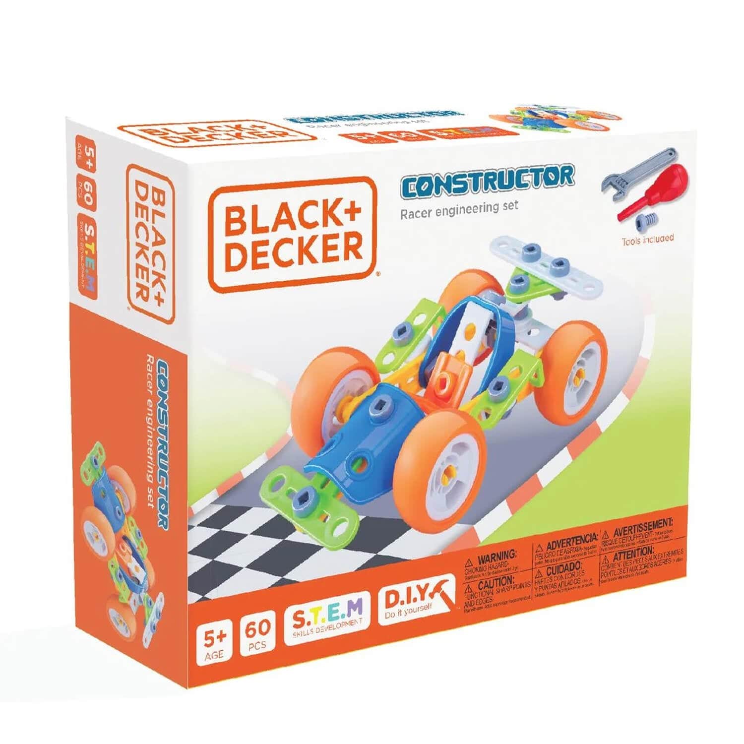 Buy Black + Decker Racing Car Engineering Set Construction Kit 60 Pcs ...