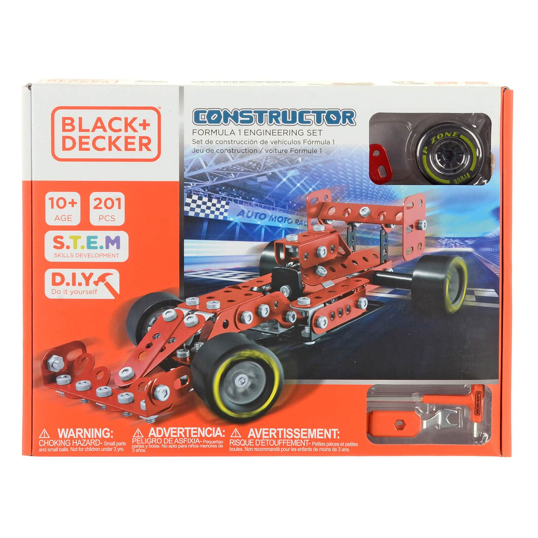 Black + Decker formula 1 engineering set with 201 pieces in box