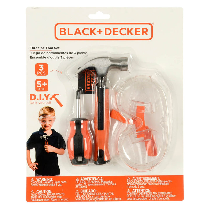 3 piece hammer screwdriver and goggles tool set for kids