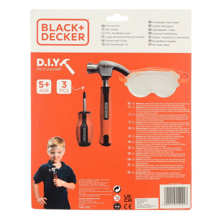 Back of the pack of a set of 3 tools for children