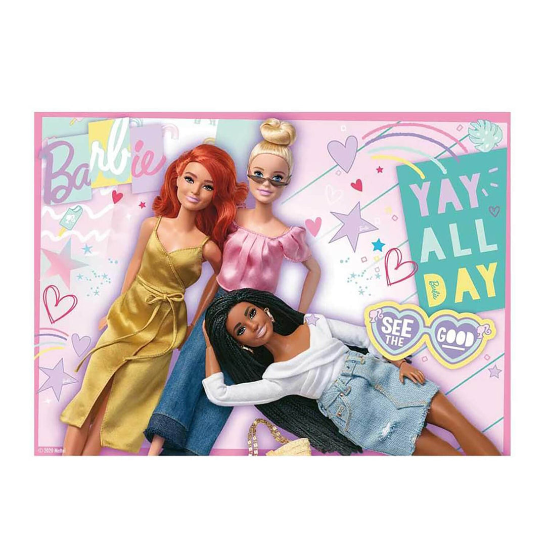 3 Barbie dolls with See the Good slogan