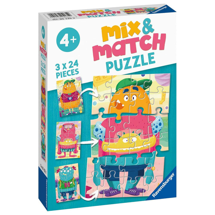 Mix &amp; Match puzzle with 3 x 24 piece monsters jigsaws