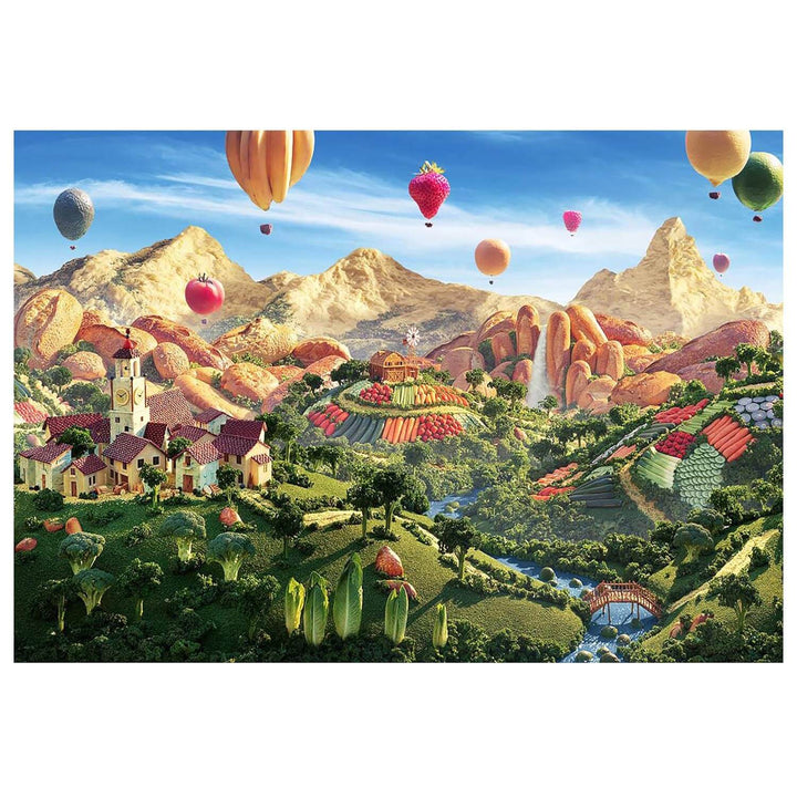 Landscape made up of items of food