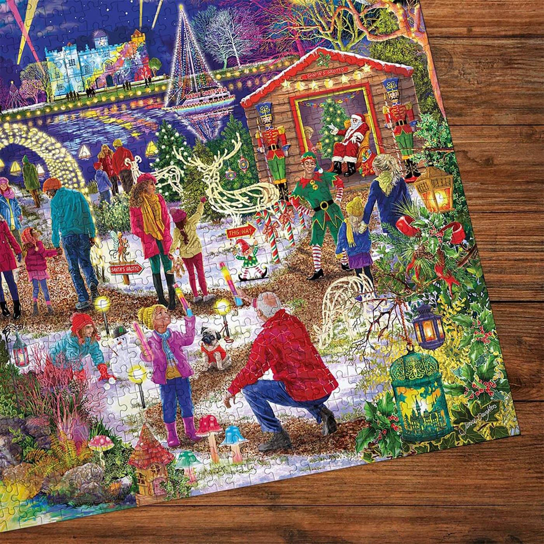 Section of a completed Enchanted Christmas jigsaw puzzle