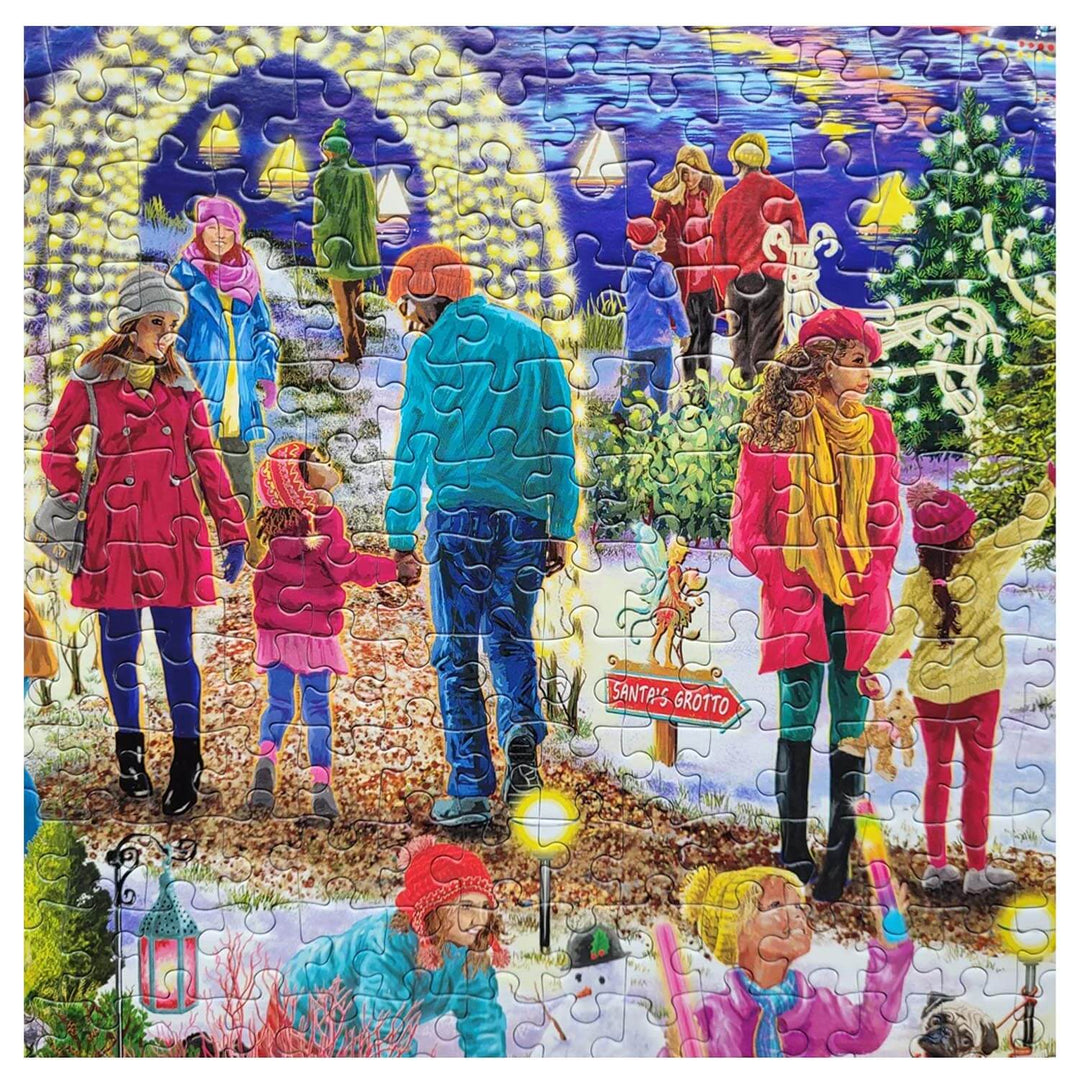Finished section of a Christmas jigsaw puzzle withSanta's grotto