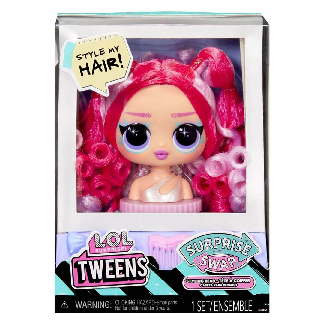 LOL Surprise Styling Head with pink hair and pink hair accessories