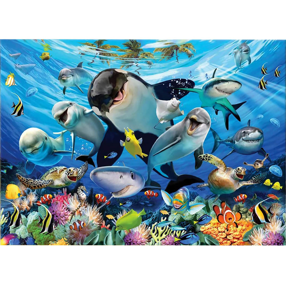 OCean Life Selfie with dolphins orca sharks turtles