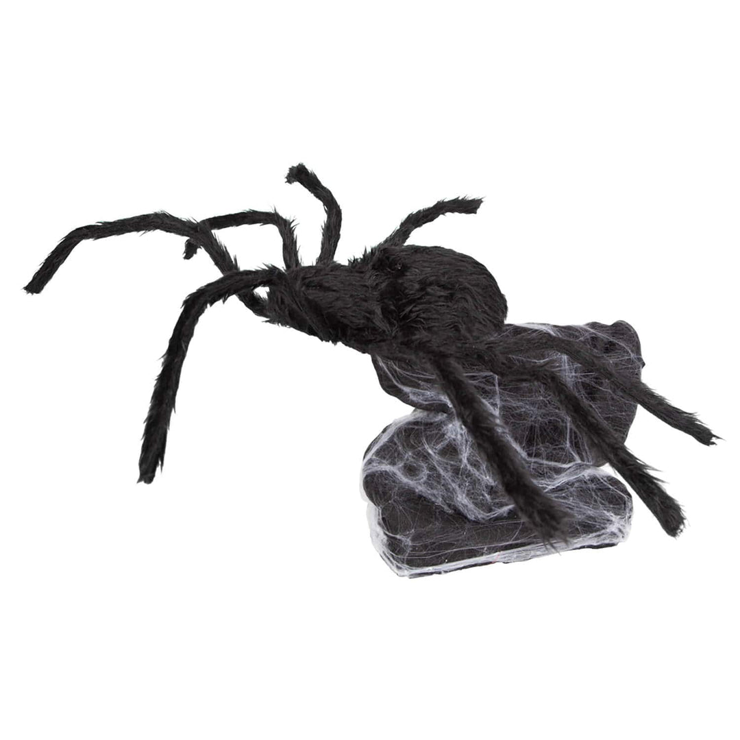 Black hairy spider jumping Halloween party decoration