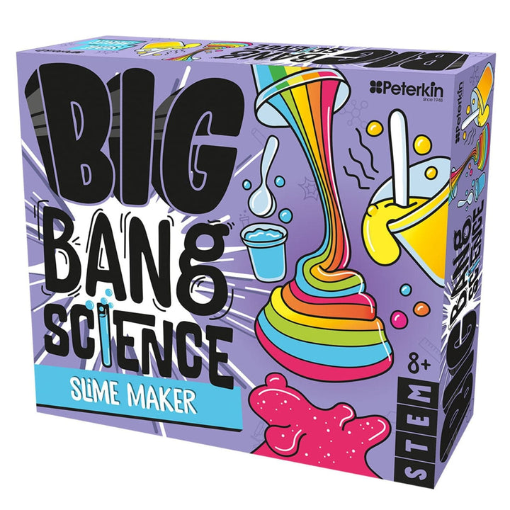 Box of 'Big Bang Science Slime Maker' with colorful slime and Peterkin branding.