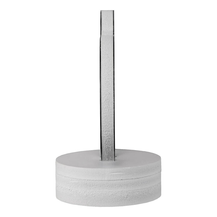 Side view of a mini infinity mirror light on a white round base