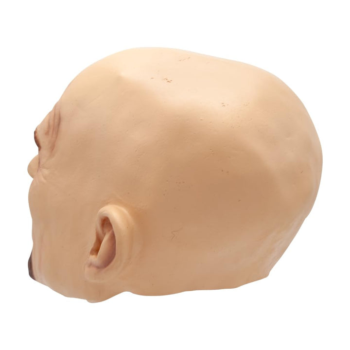 Back view of a bald man full head covering mask