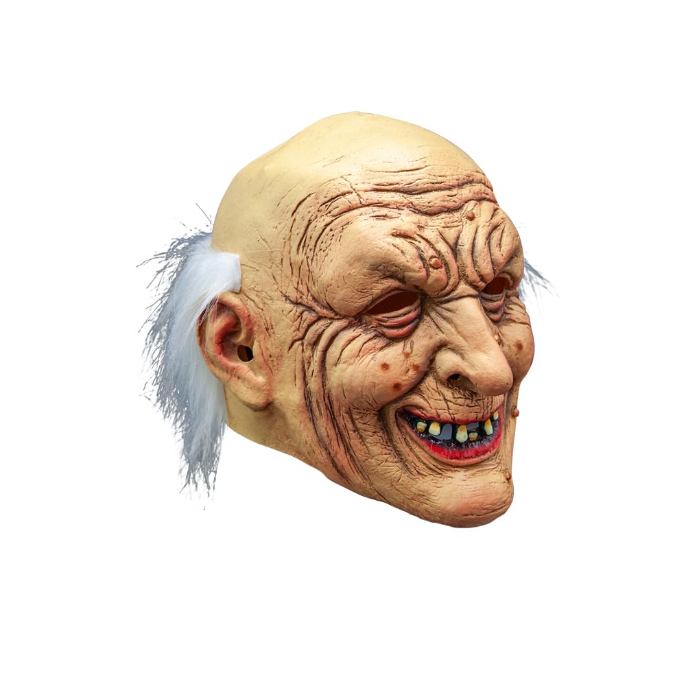 Detailed old man mask with white hair on a white background