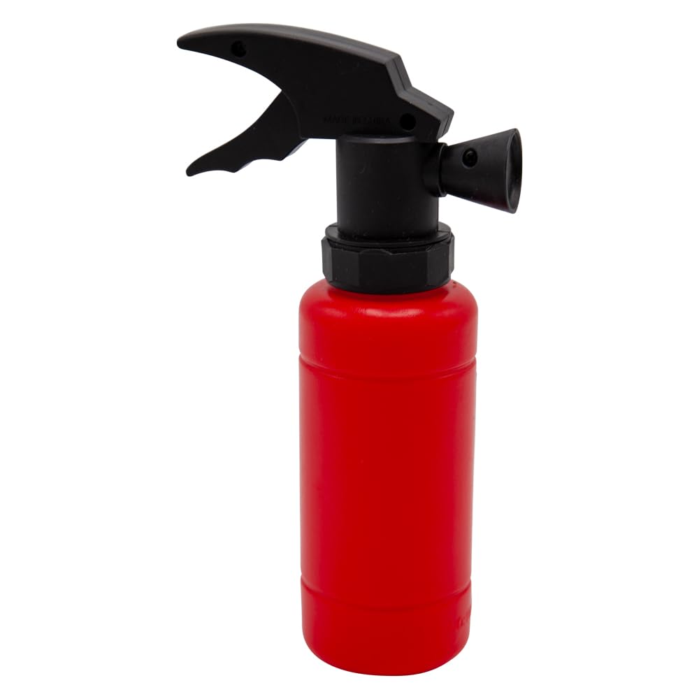 side view of a toy fire extinguisher for fancy dress costumes