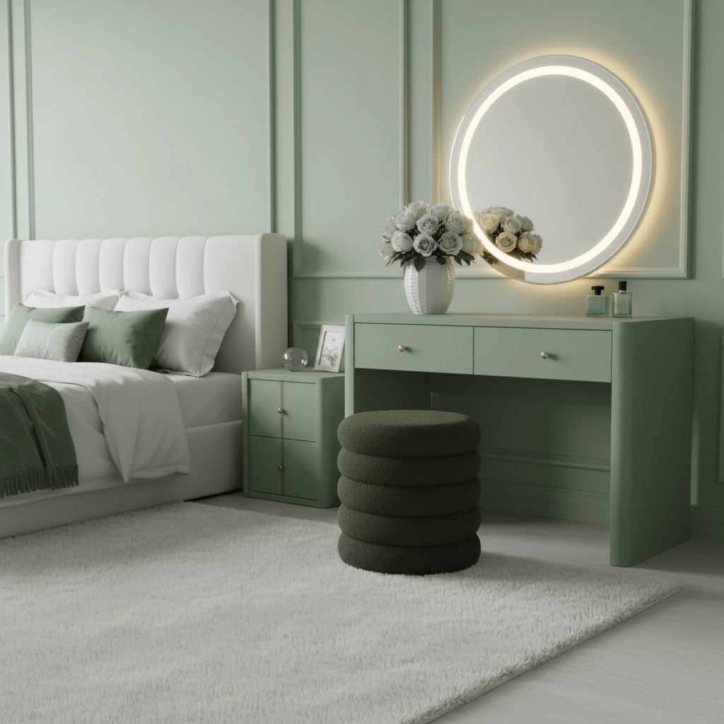 Ribbed Storage Stool Ottoman Plush Round Teddy Padded Seat Bedroom