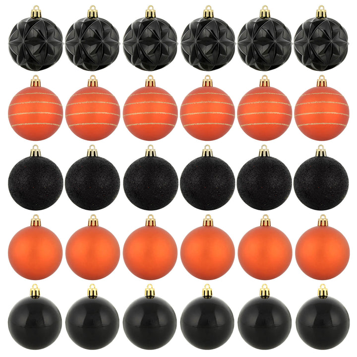 Set of 30 orange and black Halloween tree baubles
