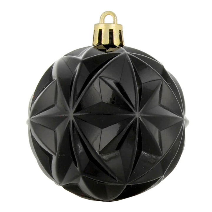 Black geometric patterned tree bauble for Halloween