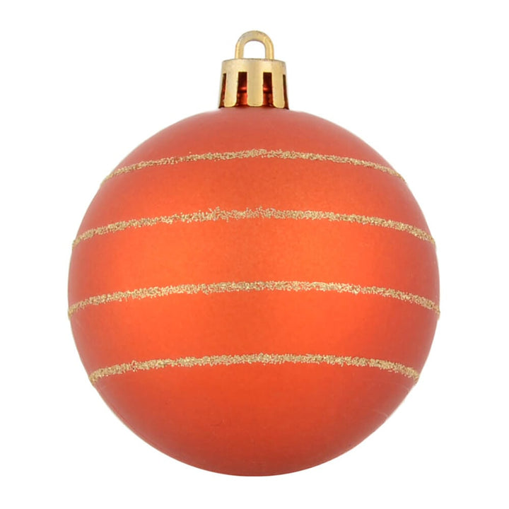 Orange and gold glitter striped tree bauble