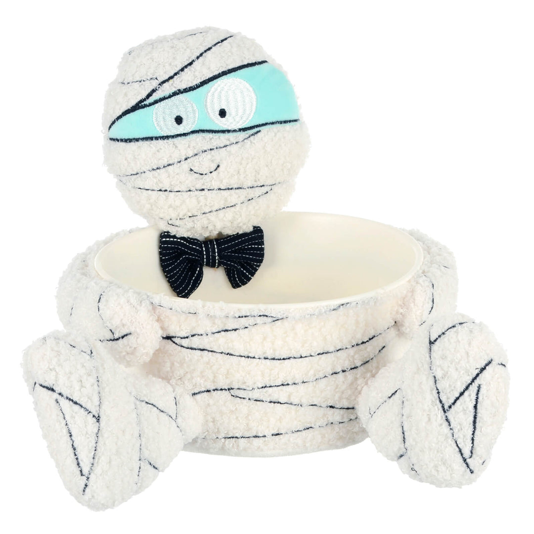 Fabric egyptian mummy with bow tie Halloween candy holder