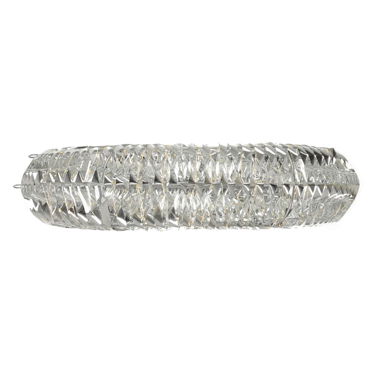 Side view of a silver foil Christmas wreath