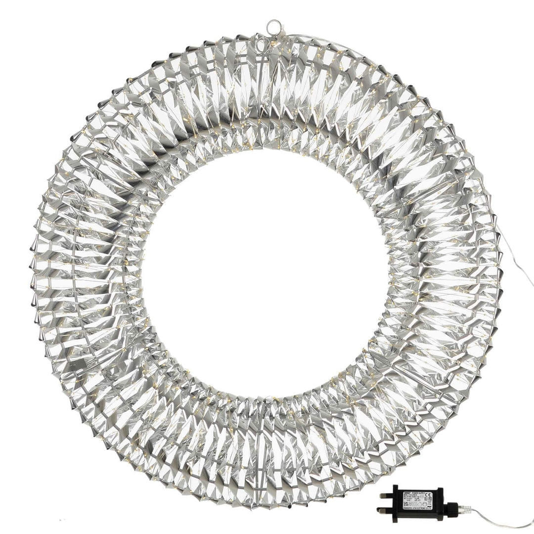 Silver Christmas wreath with power plug