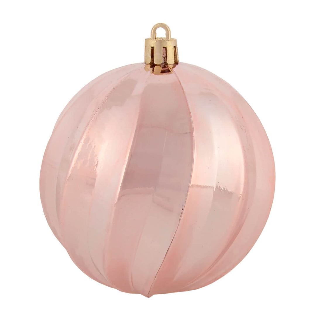 Pink iridescent ridged Christmas tree bauble