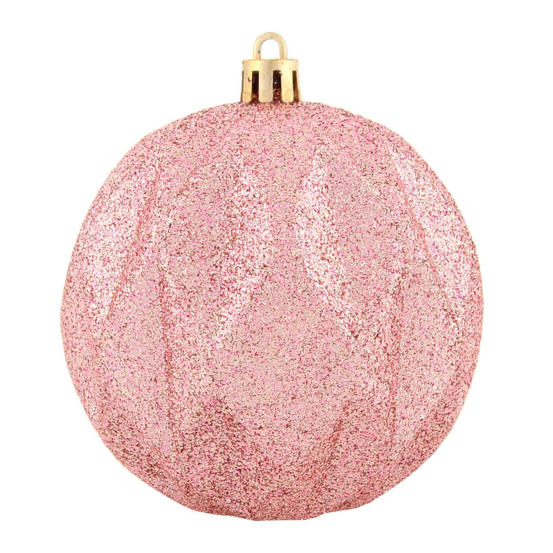Pink glitter patterned Christmas tree bauble decoration