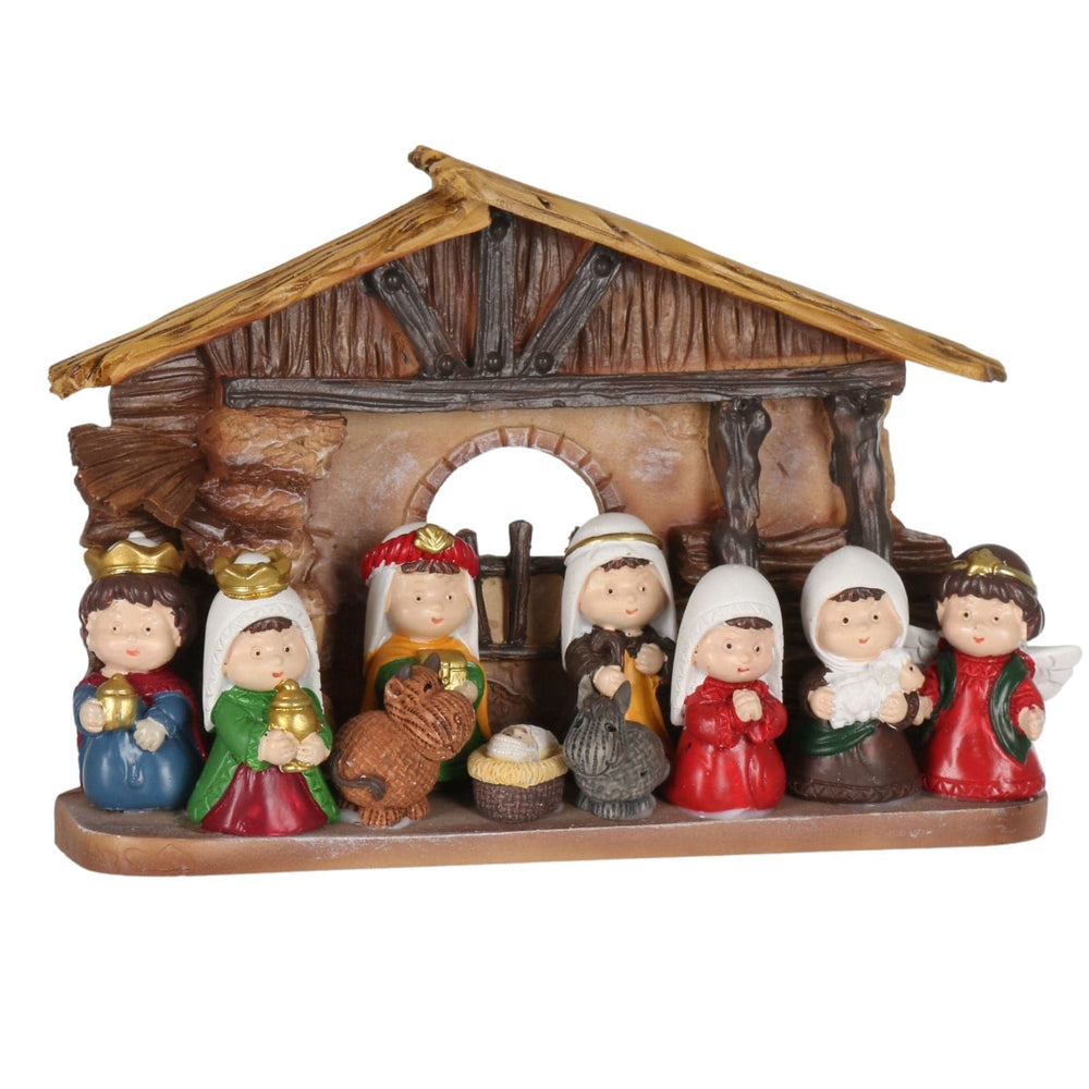 nativity scene with child characters and adorable little animals