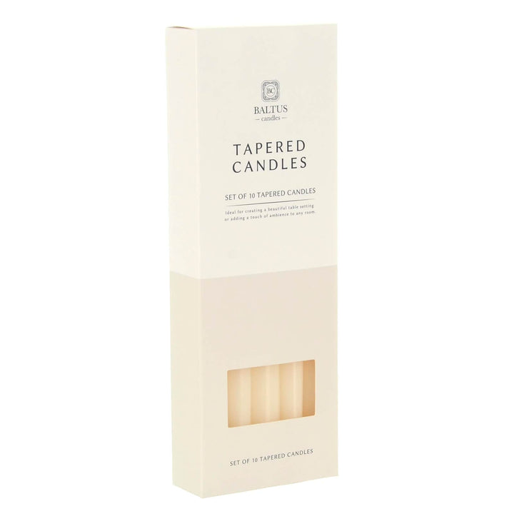 Pack of 10 tapered candles for dinner tables and candlesticks
