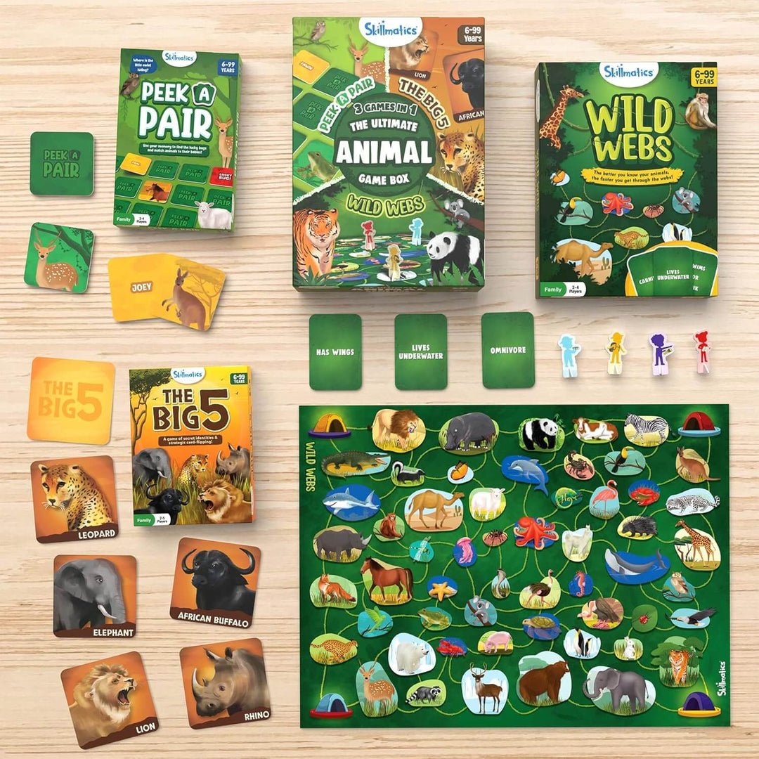 Contents of the box of ultimate animal games