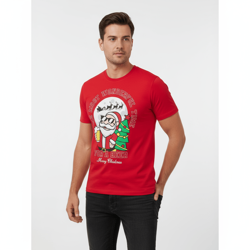 Mens Christmas T-Shirt Novelty Festive Party Tee 100% Cotton