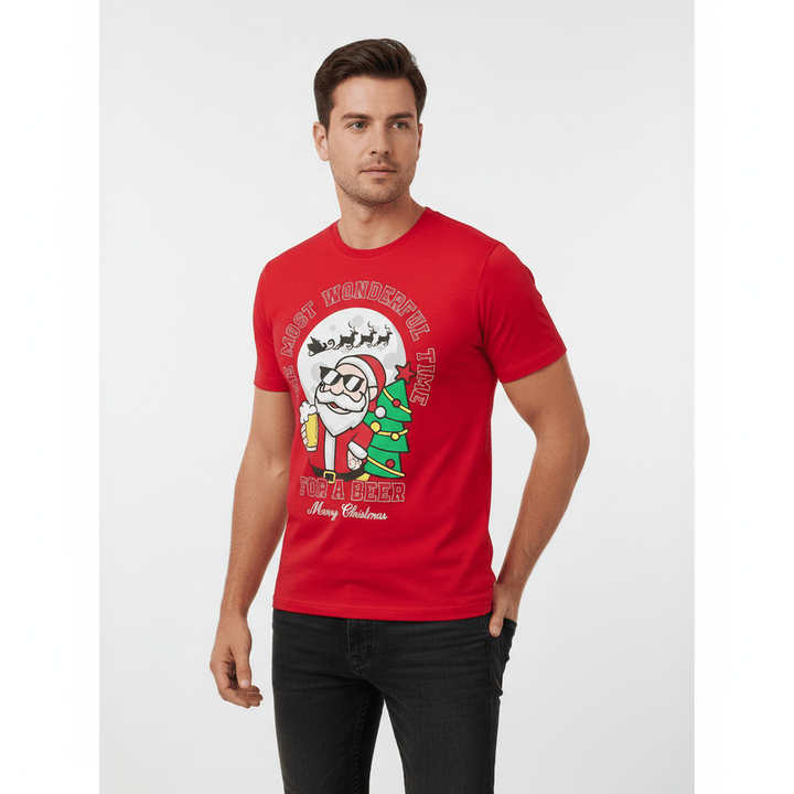 Mens Christmas T-Shirt Novelty Festive Party Tee 100% Cotton