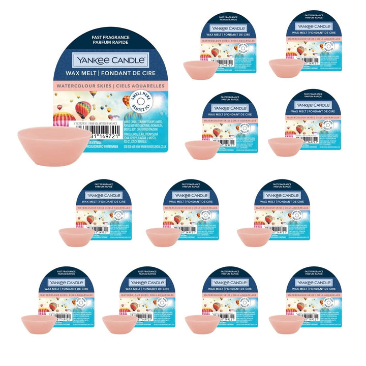 Bulk Pack 12 Yankee Candle Scented Wax Melt Watercolour Skies Pink 22g