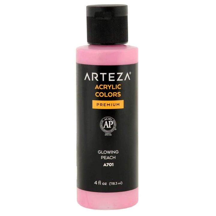 A bottle of Glowing Peach colour A701 acrylic paint