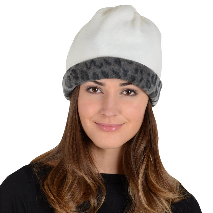 Bulk Pack of 12 Adult Polar Hood Fleece 6-in-1 Design Snow Leopard