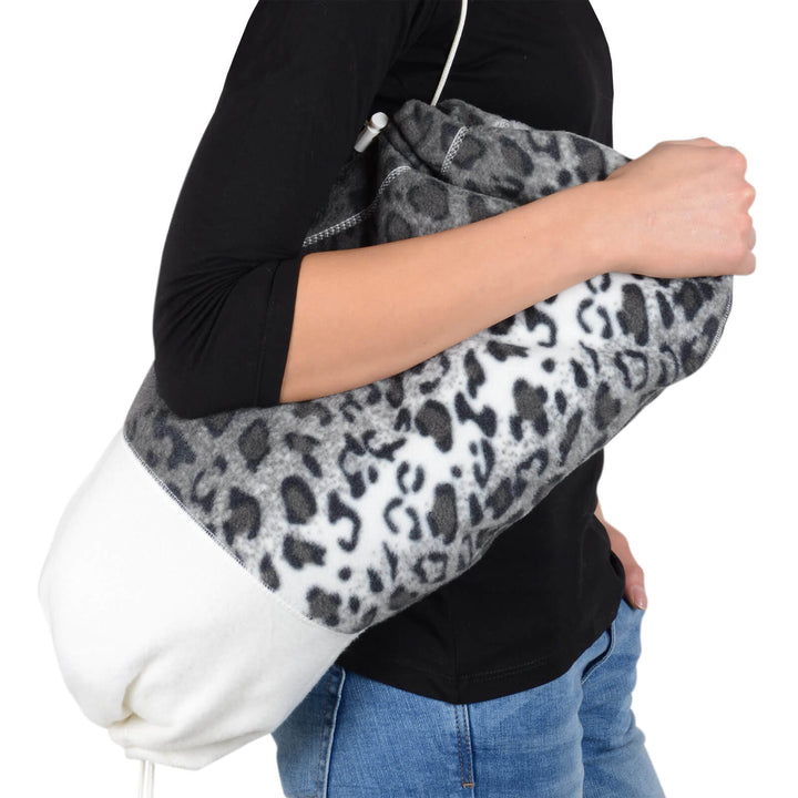 Bulk Pack of 12 Adult Polar Hood Fleece 6-in-1 Design Snow Leopard