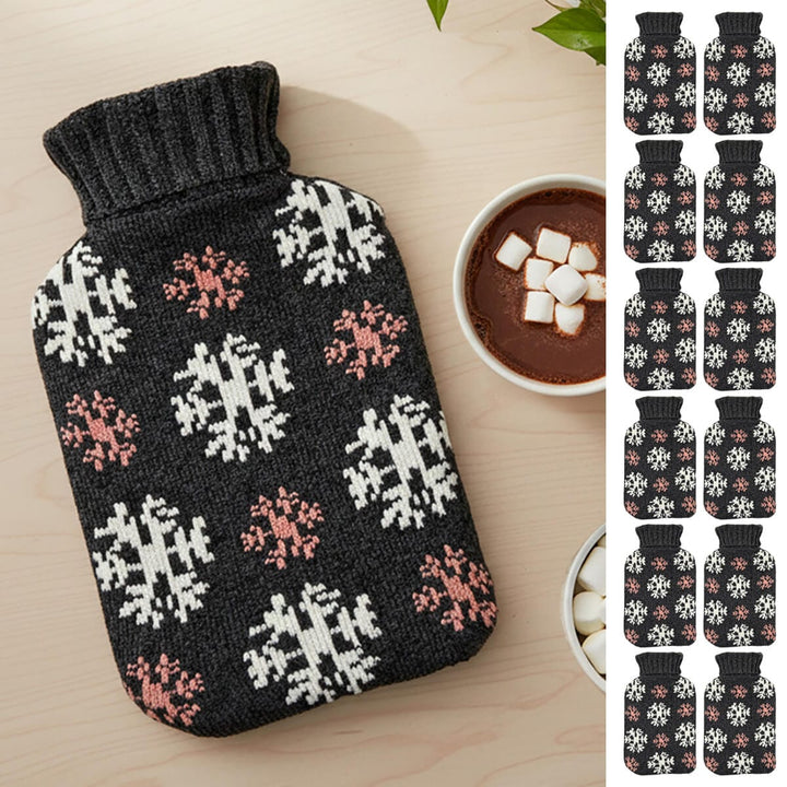 Bulk Pack of 12 Hot Water Bottle Knitted Cover Pink White 2 Litre