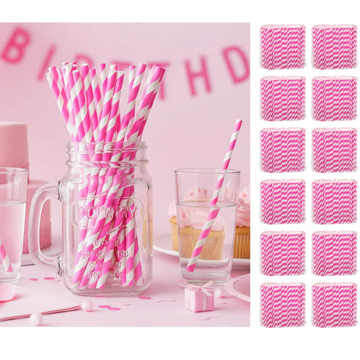 Bulk pack of 3000 Striped Paper Straws Eco Friendly Recyclable