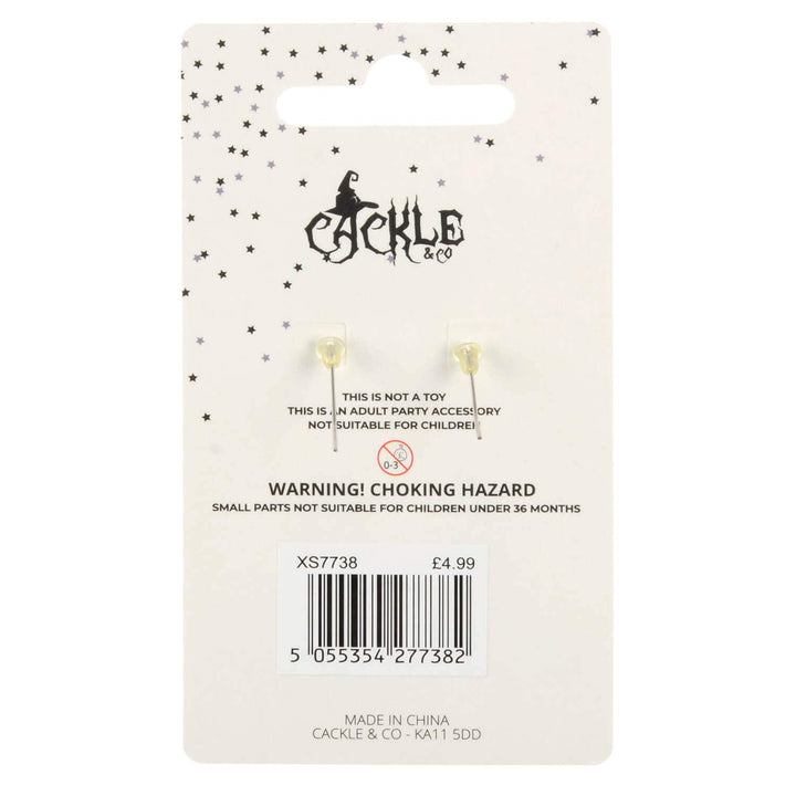 Back of a display card for Cackle &amp; Co Halloween earrings