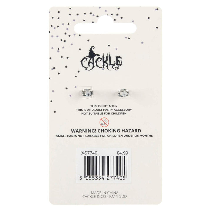 Cackie & Co packaging with back of earrings on a white background