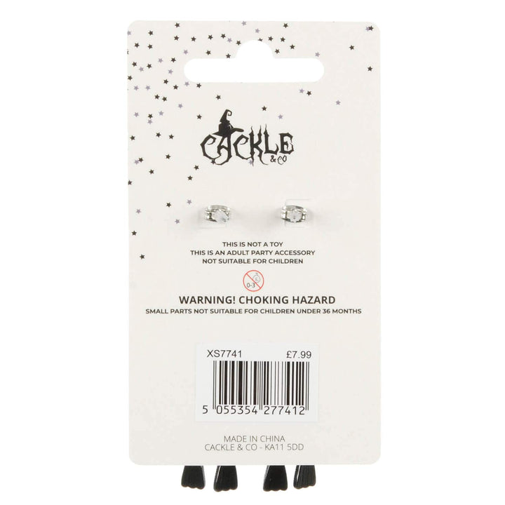 Back of a display card of Cackle &amp; Co Halloween earrings