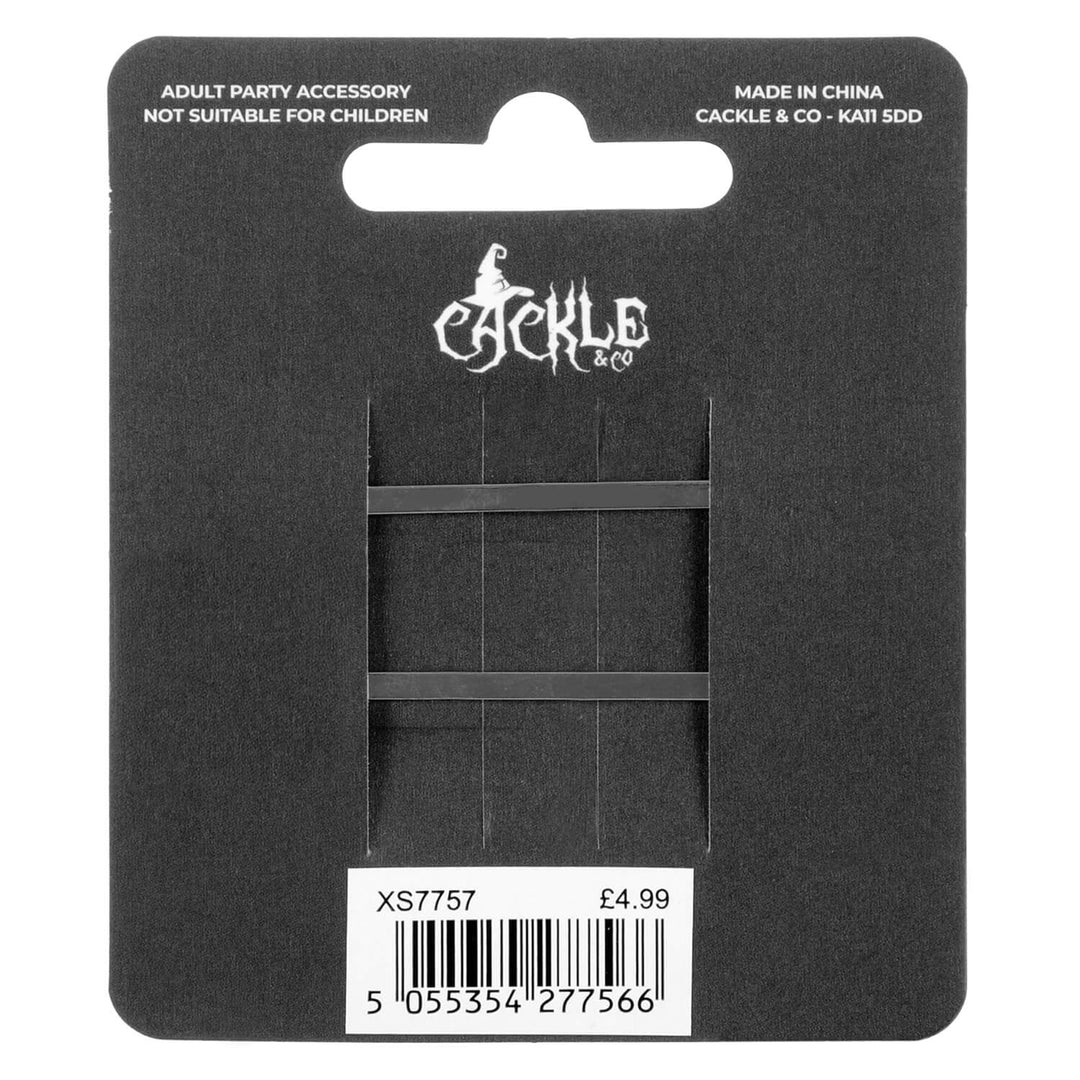 Back of a lack display card with Cackle & Co branding