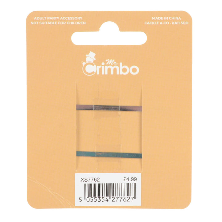 Back of a display card with Mr Crimbo branding