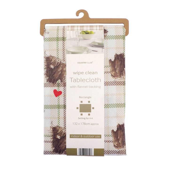 Packaged tablecloth with plaid design and &