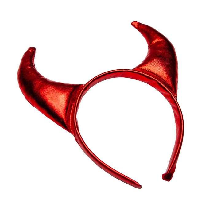 Red devil horns headband on a white background