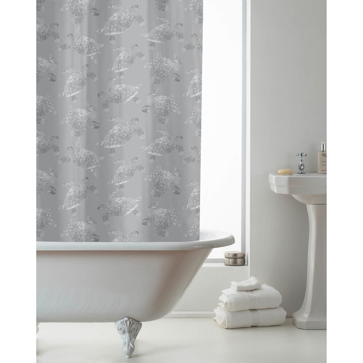 Sea Turtle Shower Curtain with Rings Light Catching Design 180x180cm