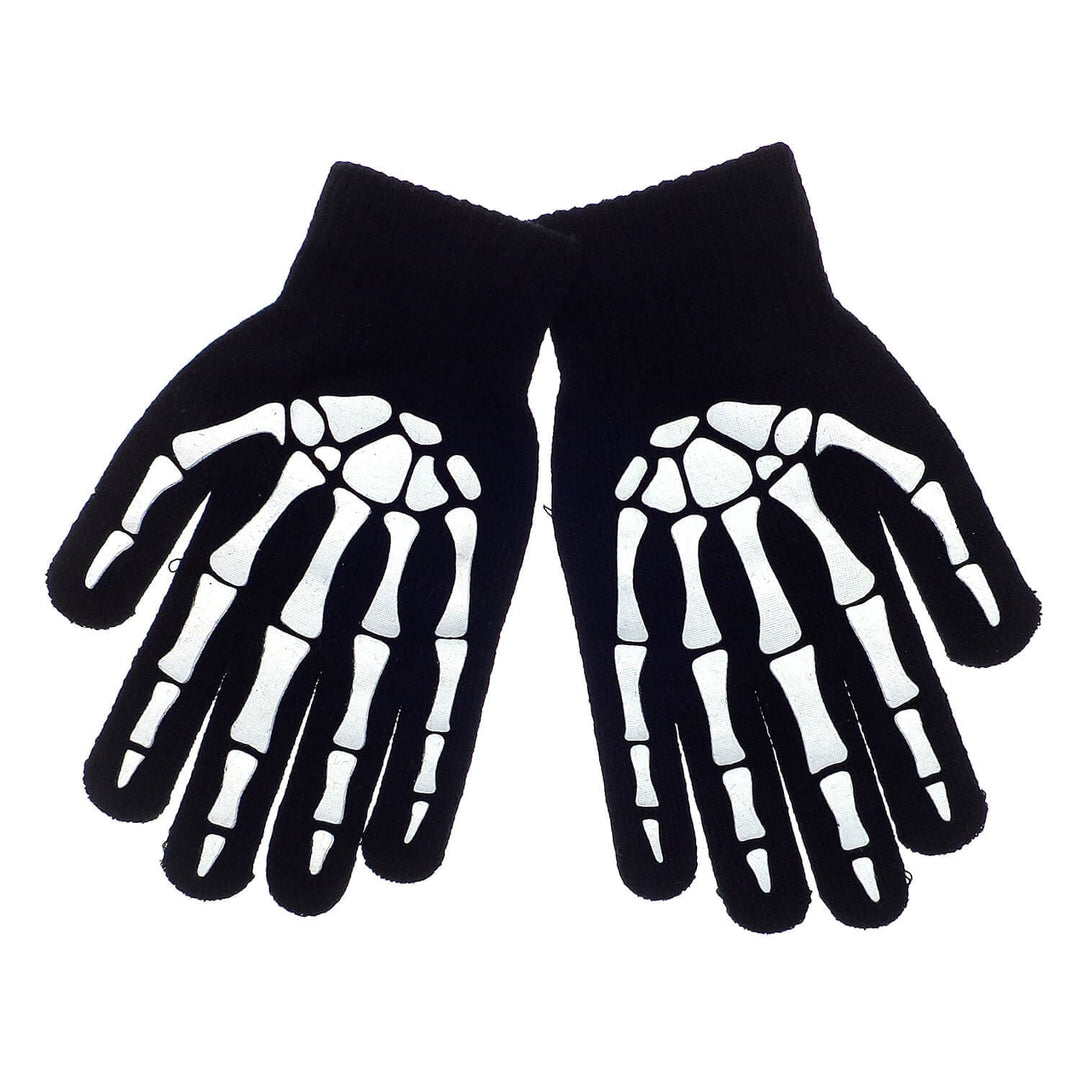 Kids Halloween Hat & Gloves Set Skeleton Hands Skull Teens One Size