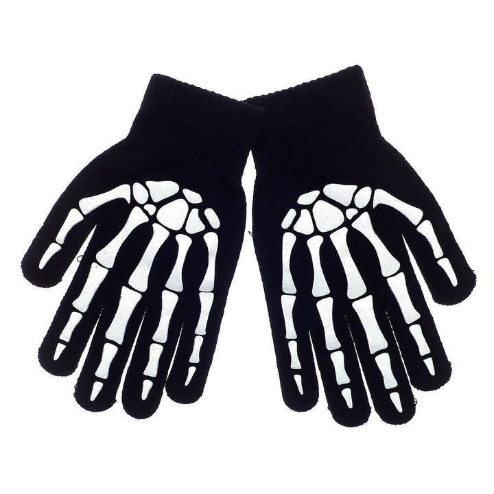 Kids Halloween Hat & Gloves Set Skeleton Hands Skull Teens One Size